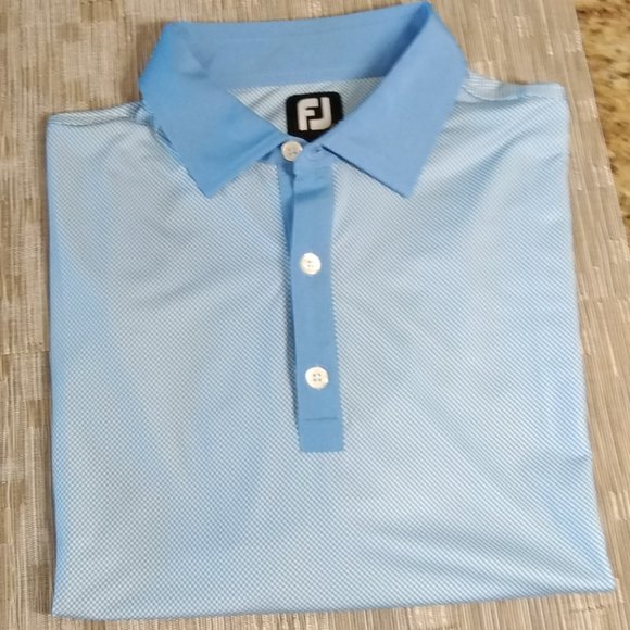 FootJoy Blue /White Checkerboard pattern Golf Shirt  Size L - Picture 2 of 10